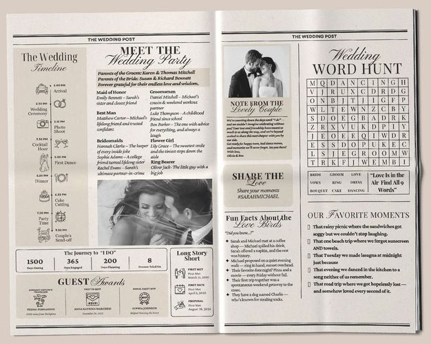 Wedding newspaper inside two pages_onephotobooth