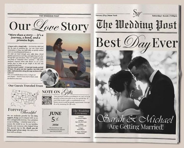 Wedding newspaper two pages_onephotobooth